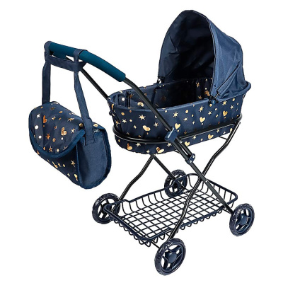 Коляска для кукол с сумкой и корзинкой Рыжий кот 9325-BS 1